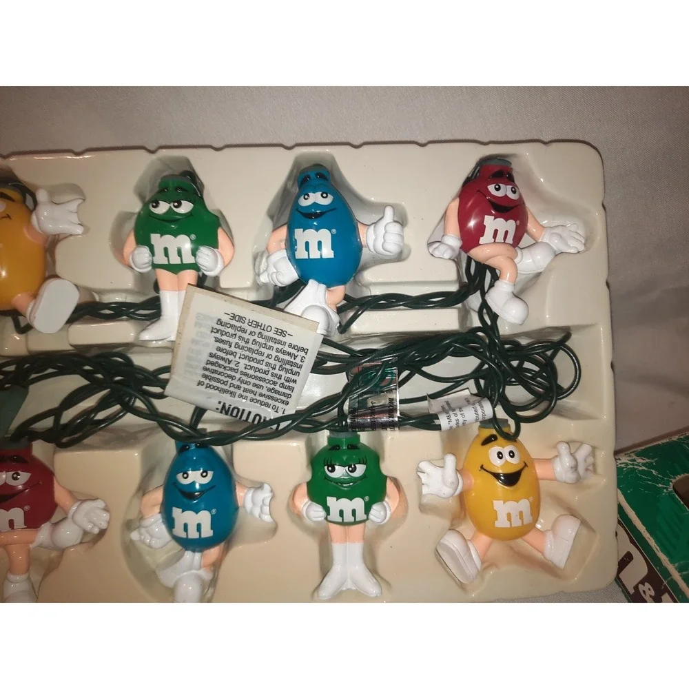 Vinatge M&M's Happy Lights 10 Indoor Light Set Colorful Candy w/Box Tested Works